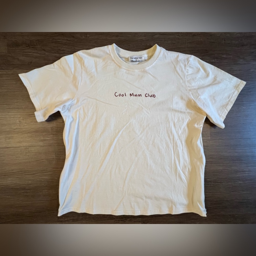 The Lullaby Club Light Cream Knit Cotton‎ Short Sleeve Top S/M Cool Mum Club B18